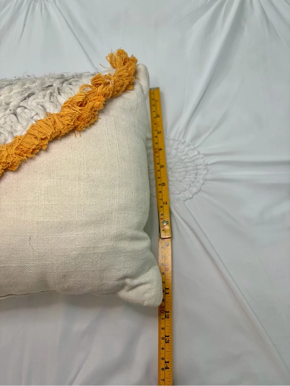 Opalhouse Bohemian Neutral Grey Gold & Yellow Fringe Accent Pillow 21 x 12